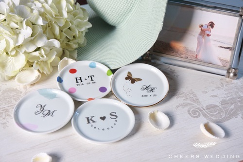 イニシャル＆記念日入り♡チアーズウェディングオリジナルポーセラーツプレート